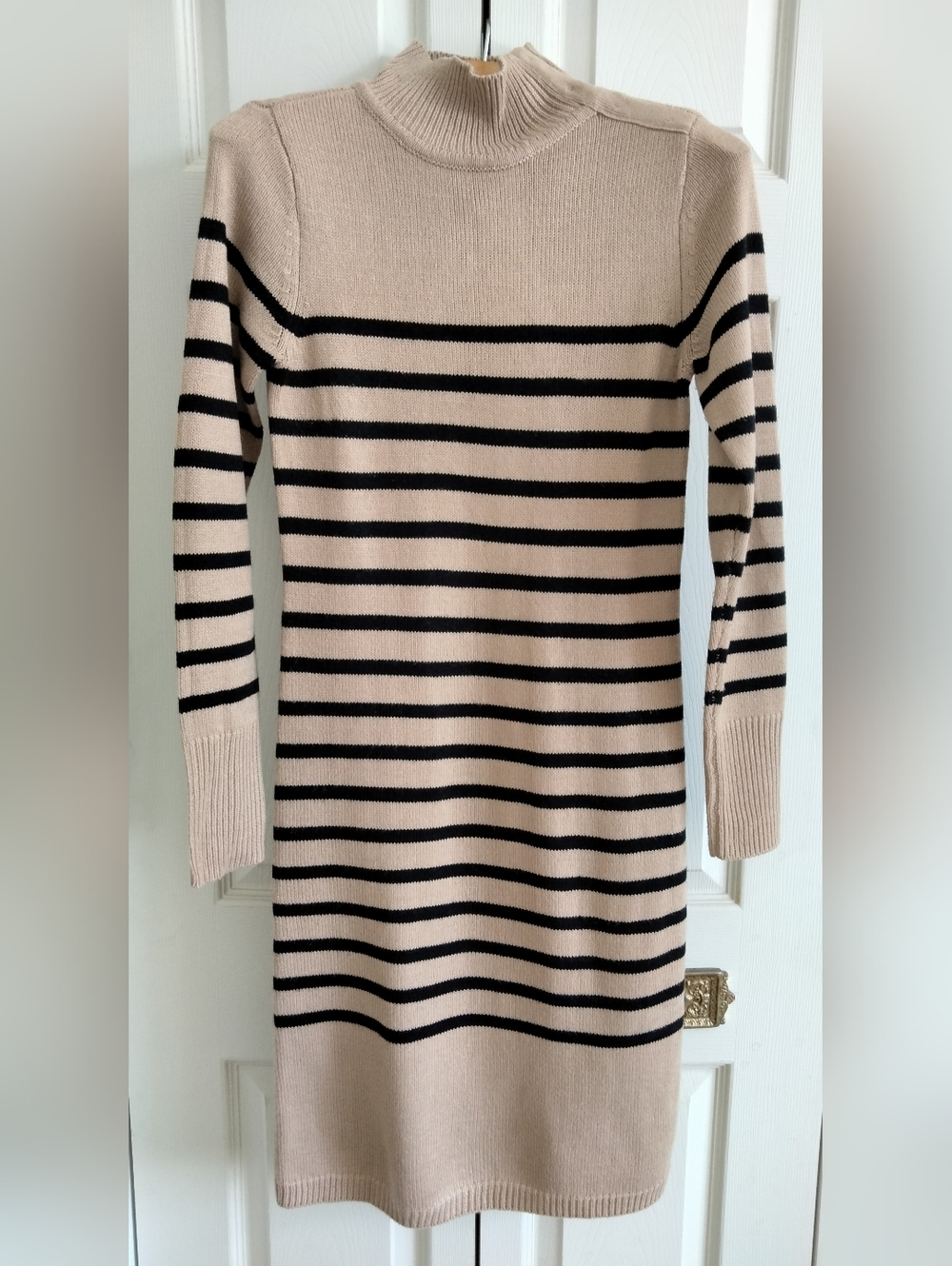 New York & Co Striped Knit Mock Turtleneck Dress